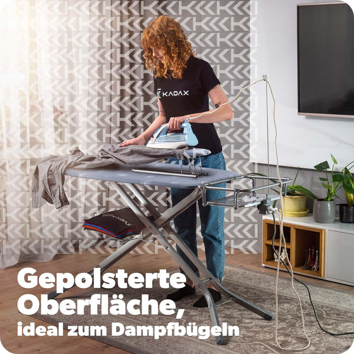 Bügelbrett XXL klappbar 130x48cm mit Ärmelbügelbrett, Steckdose &amp; Ablage - Bild 4