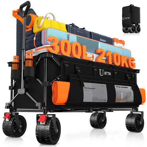 Bollerwagen faltbar 300L mit All-Terrain-Rädern und Bremsen