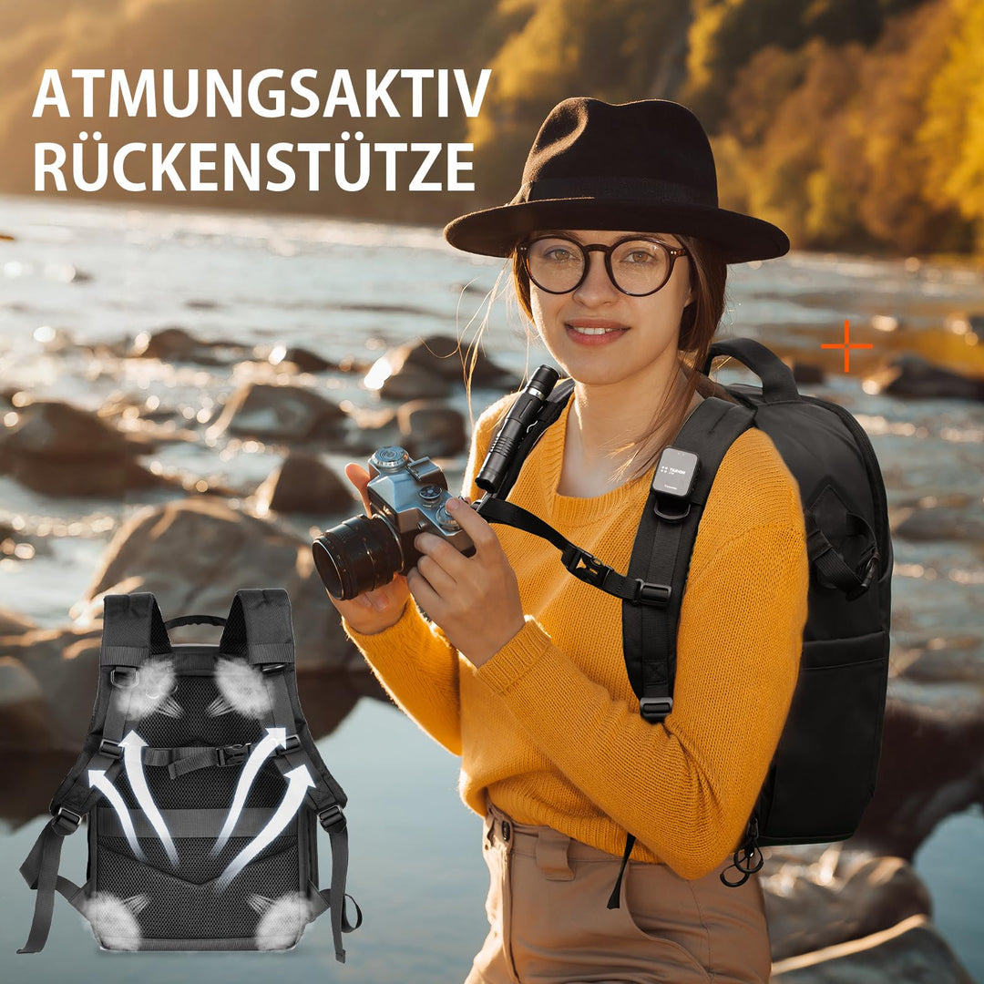 Kamerarucksack wasserdicht 14" Laptopfach 12 Fächer für DSLR - Bild 9