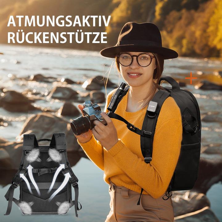 Kamerarucksack wasserdicht 14" Laptopfach 12 Fächer für DSLR - Bild 9