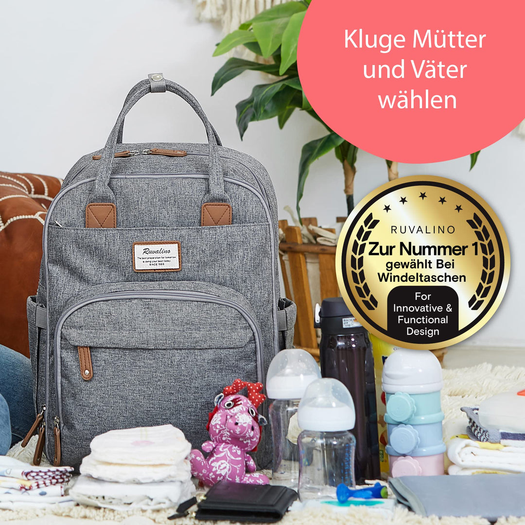 Wickelrucksack mit Wickelunterlage und Schnullertasche 25 l grau - Bild 9