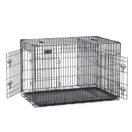 Hundekäfig faltbar Stahl 122x74,5x80,5 cm 2 Türen für grosse Hunde