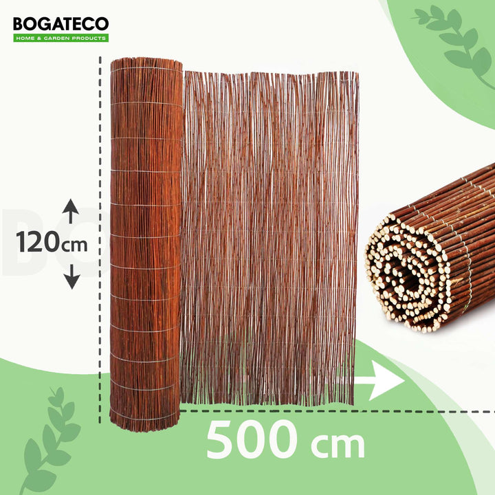 Weidenmatte Sichtschutz Zaun Holz 120 cm hoch 500 cm lang Garten - Bild 2
