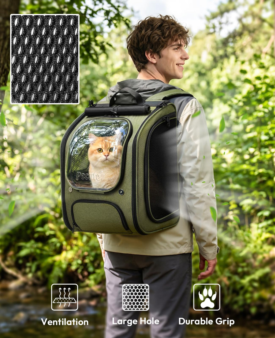 Haustier-Rucksack olivgrün für Katzen &amp; Hunde bis 5 kg - Bild 4