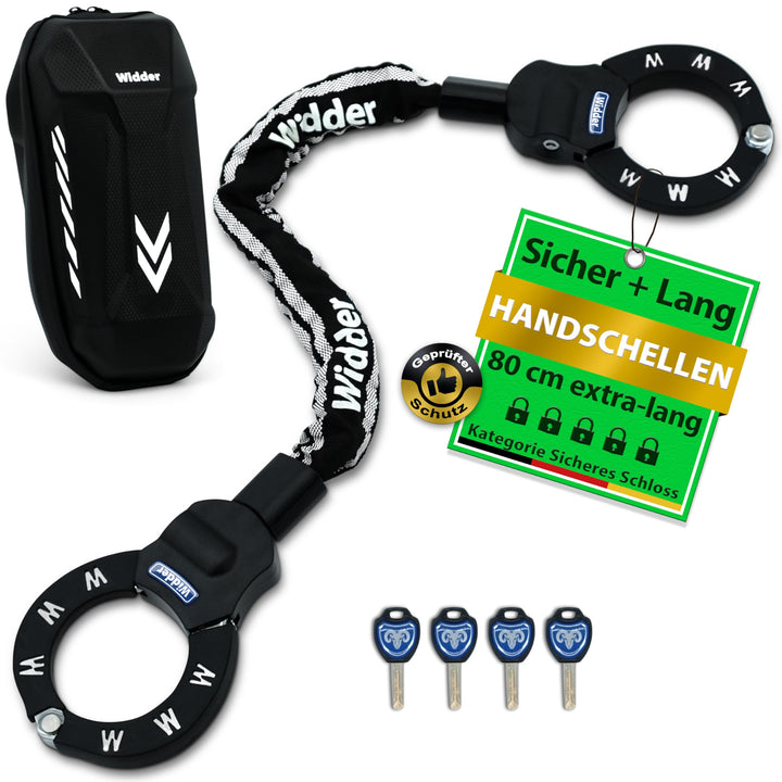 Handschellenschloss Karbonstahl 80cm mit Tasche fuer E-Scooter