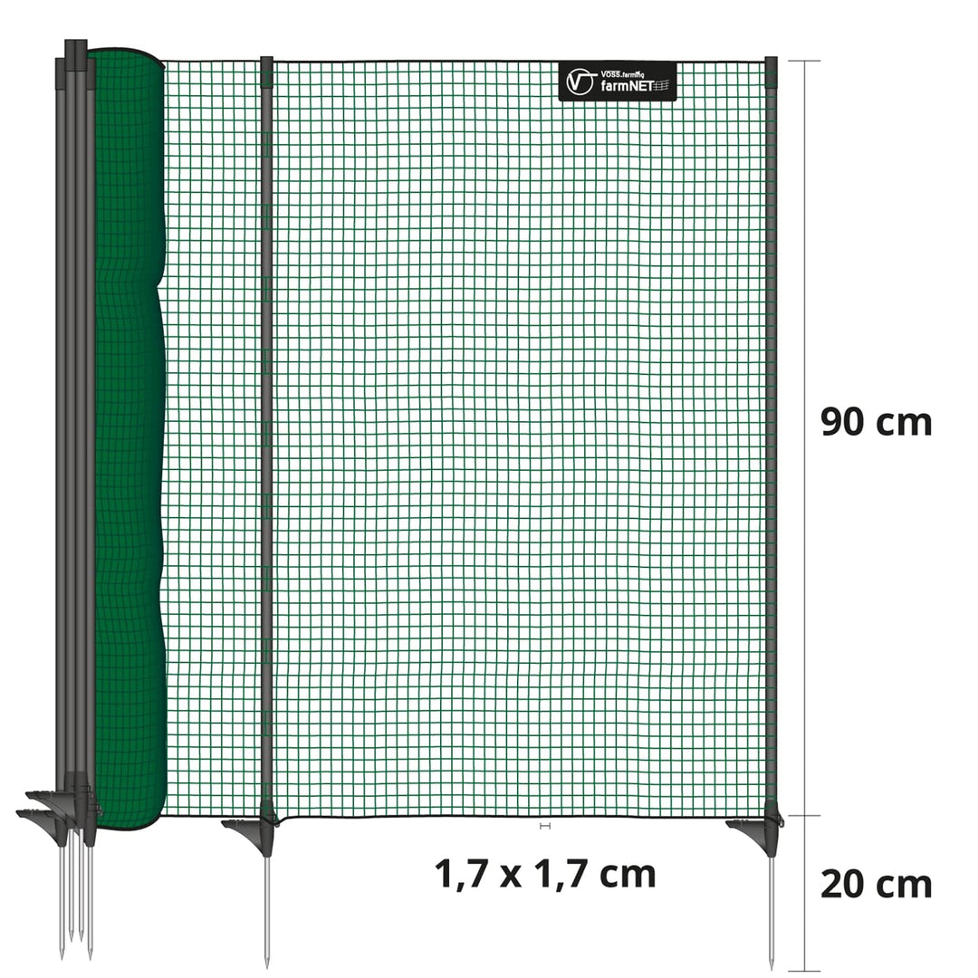 Kleintiernetz Gartenzaun 15m x 90cm ohne Strom mit 9 Pfählen, grün - Bild 2