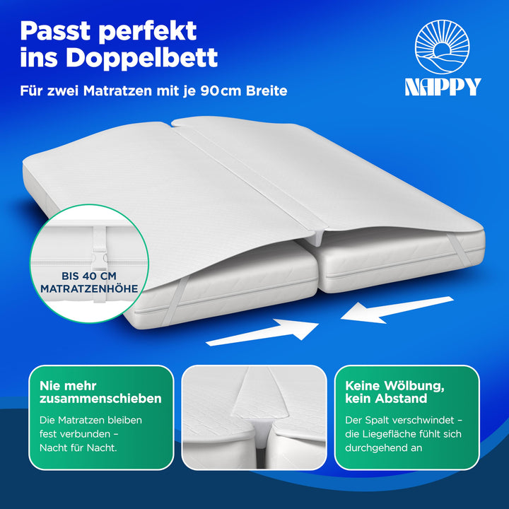 Matratzenverbinder 180x200cm wasserdicht waschbar mit Fixiergurten - Bild 6