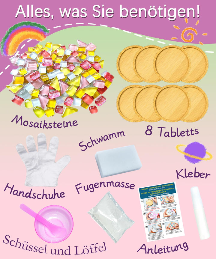 Mosaik Bastelset Kinder Holzuntersetzer DIY Glassteine 4er-Set - Bild 2