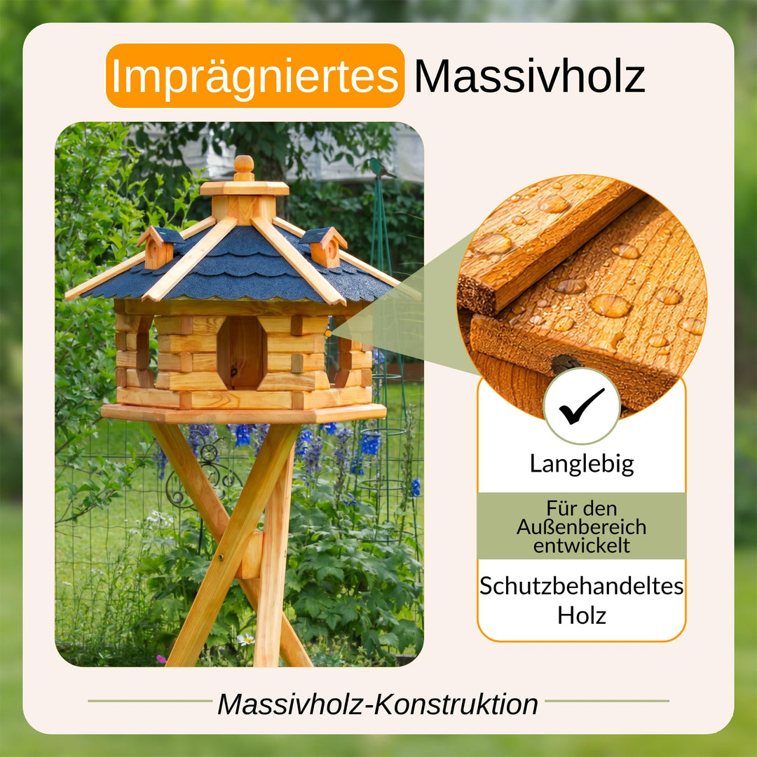 Vogelhaus mit Ständer Bitumendach Futtersilo Garten Größe L - Bild 7