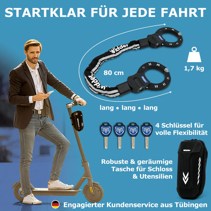 Handschellenschloss Karbonstahl 80cm mit Tasche fuer E-Scooter - Bild 4
