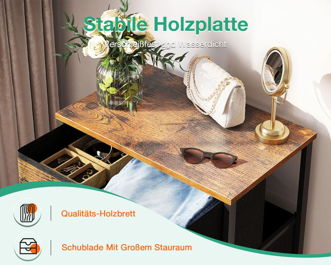 Schmale Kommode mit 4 Stoffschubladen Vintage 40x30x80cm - Bild 4