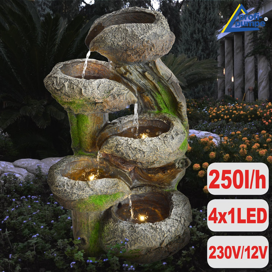 Gartenbrunnen Baumstumpf mit LED-Licht Polyresin Indoor Outdoor 57cm - Bild 3