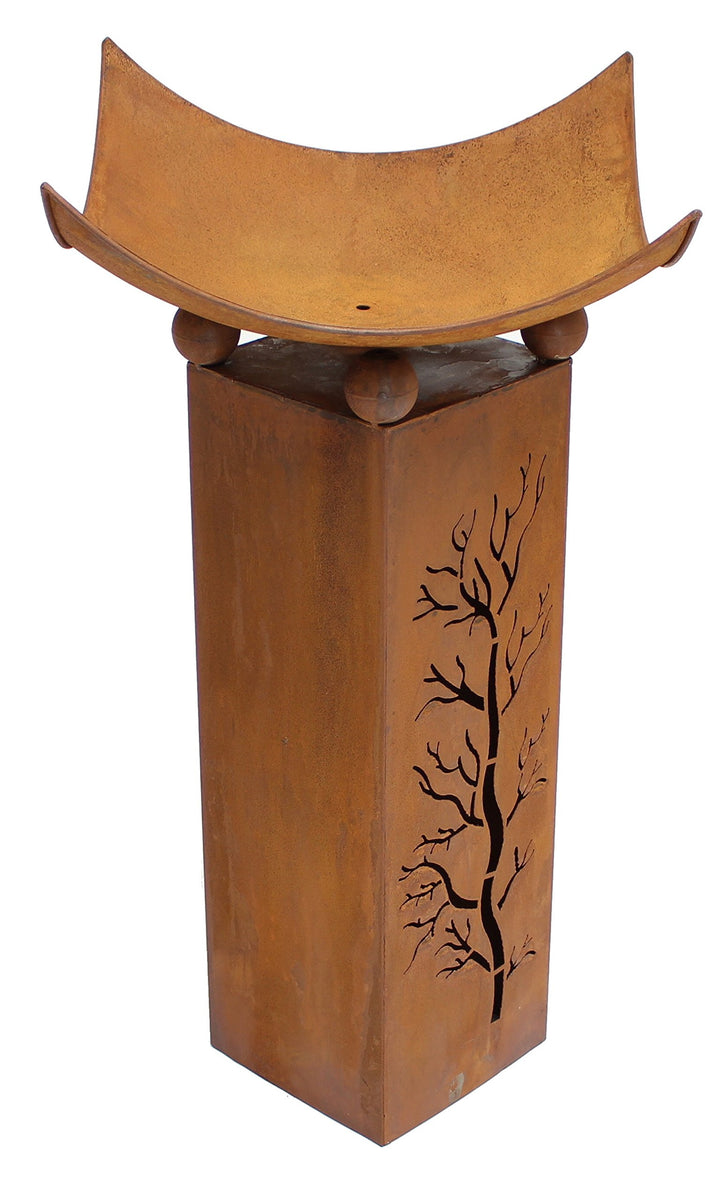 Feuerschale Säule Metall Rostoptik 2-teilig 78 cm für Garten - Bild 8
