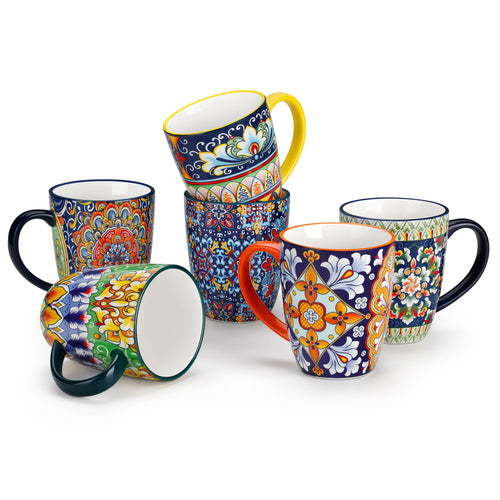 Kaffeetassen Set 6er Porzellan böhmisch 360 ml mehrfarbig