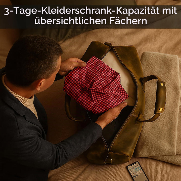 Reisetasche Herren Echtleder Büffelhaut Weekender Handgepäck - Bild 4