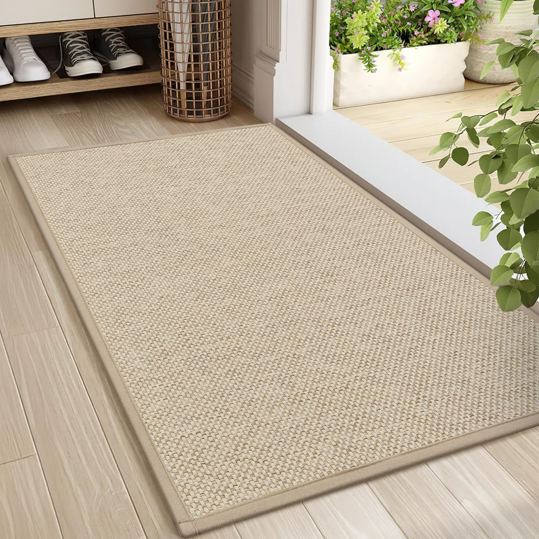 Fussmatte Innen Polyester rutschfest waschbar 60x90 cm Khaki