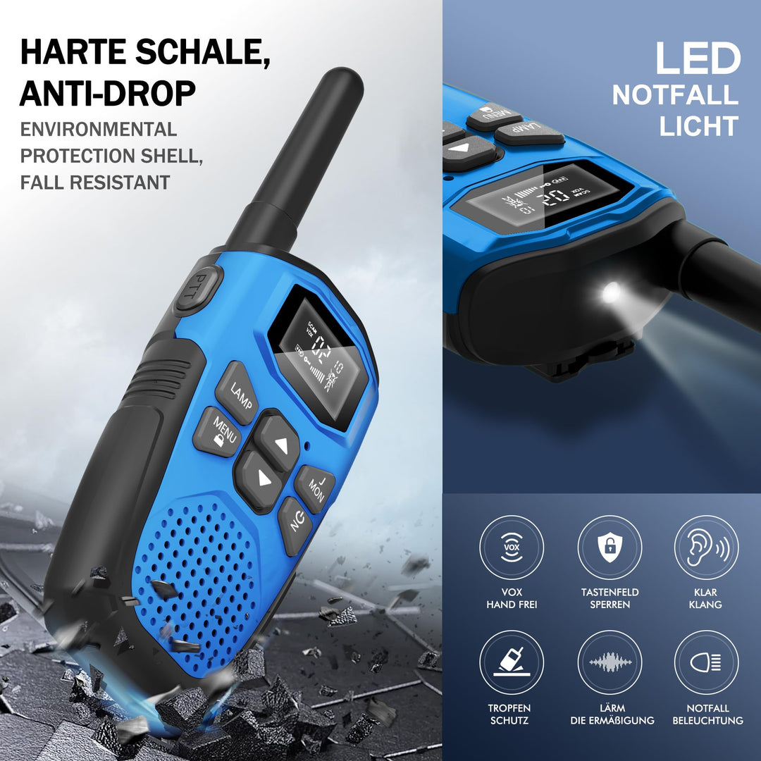 Walkie-Talkie 4er-Set aufladbar 5 km Reichweite mit Taschenlampe - Bild 6