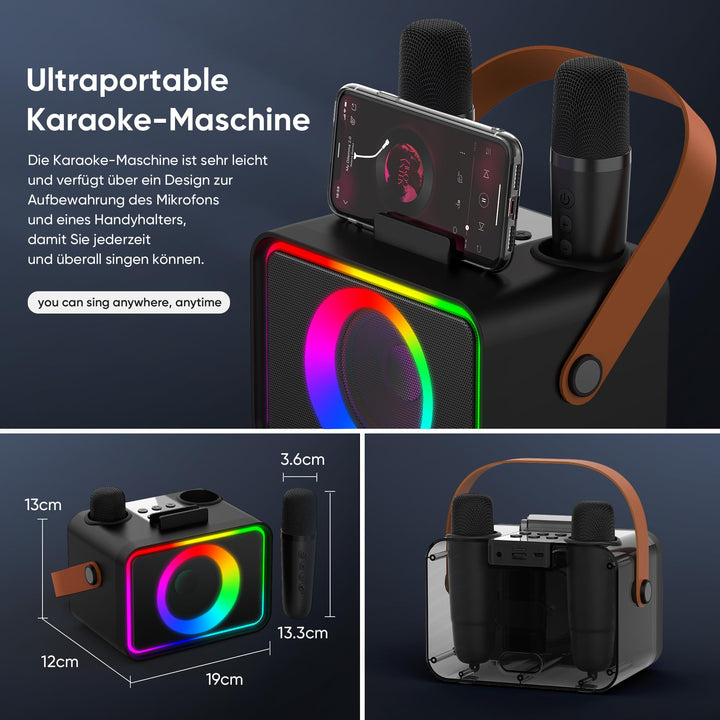 Karaoke Maschine mit 2 Mikrofonen Bluetooth 8W Lautsprecher - Bild 7