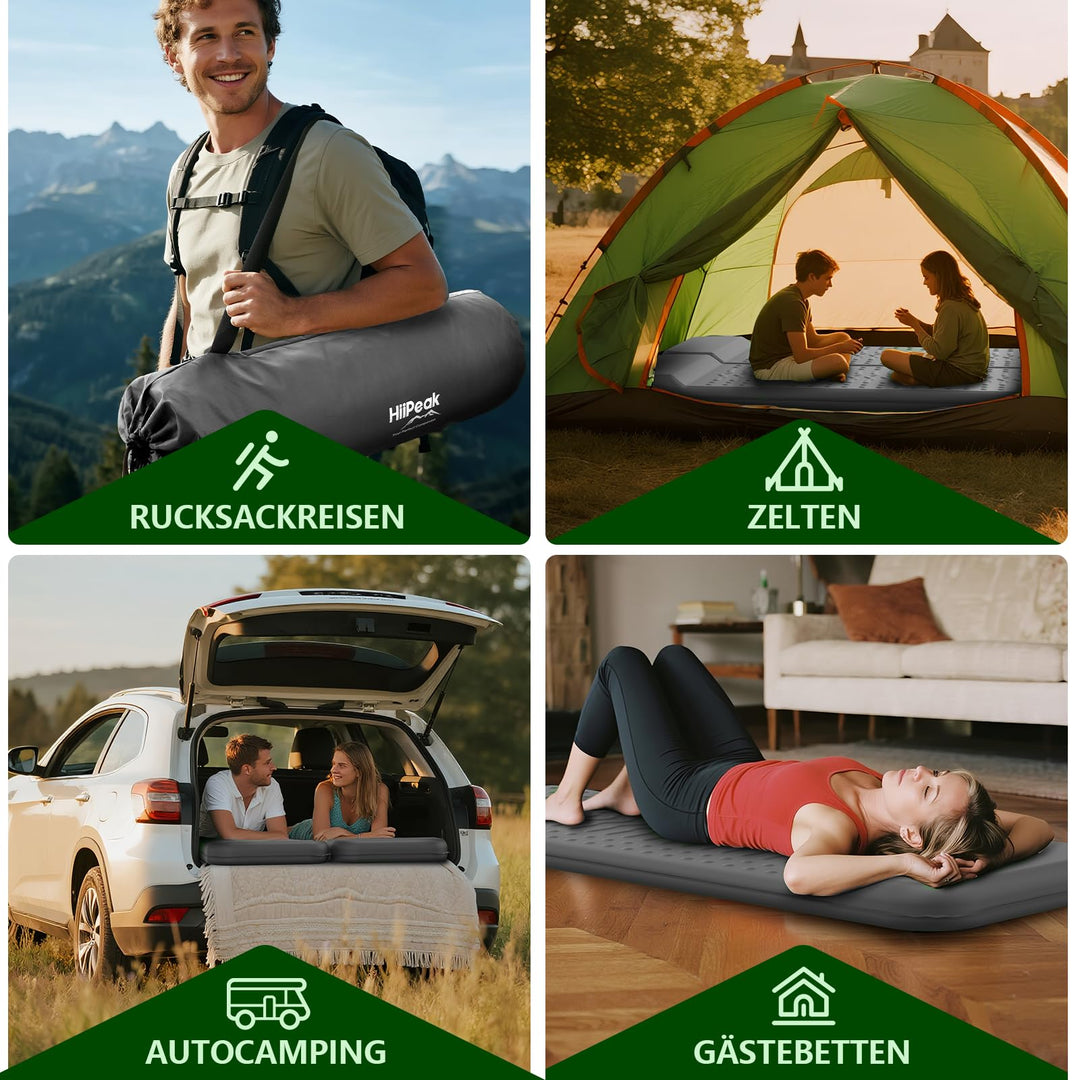 Isomatte Camping R-Wert 9,5 mit Kissen Memory Foam 195x70,5 cm - Bild 7