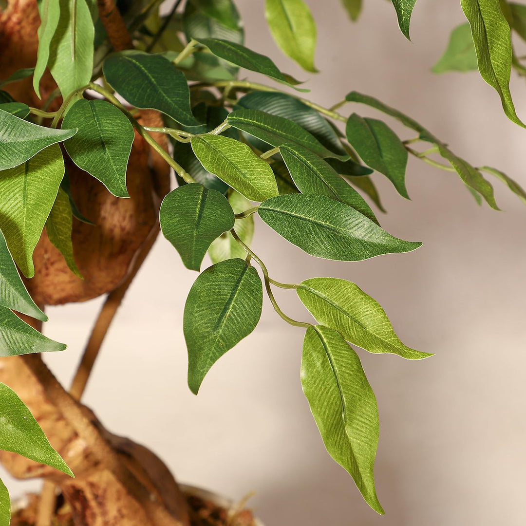 Kunstpflanze Ficus Baum 150 cm mit Seidenblättern im weissen Topf - Bild 4