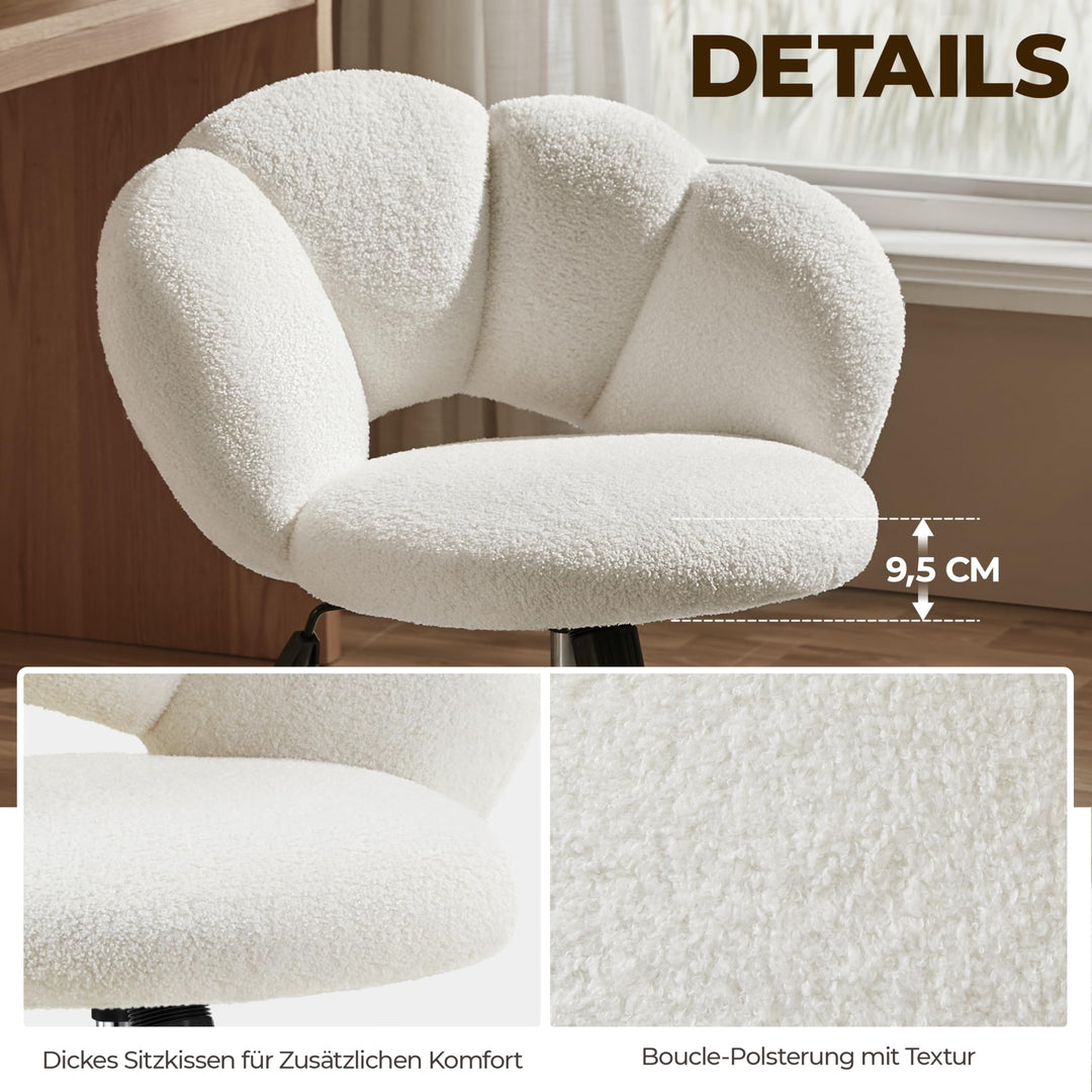 Schreibtischstuhl Wolkenform Bouclé Weiss Höhenverstellbar 136 kg - Bild 6
