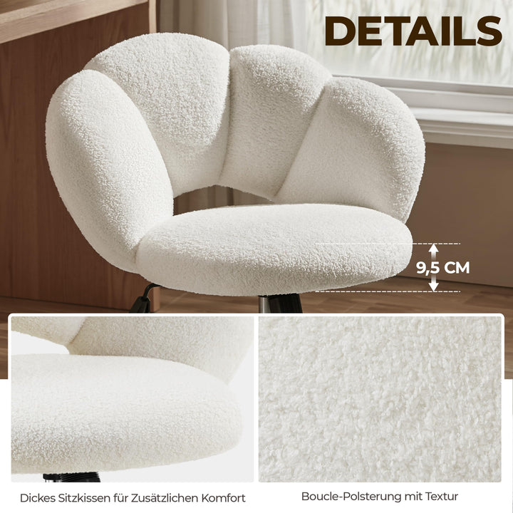 Schreibtischstuhl Wolkenform Bouclé Weiss Höhenverstellbar 136 kg - Bild 6