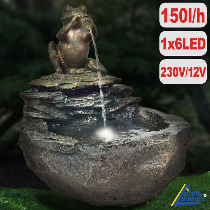 Gartenbrunnen Frosch mit LED-Beleuchtung 43x33x37 cm Indoor/Outdoor - Bild 6