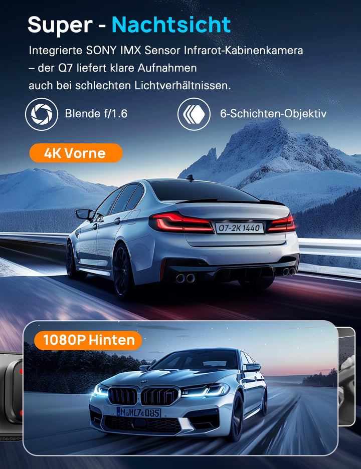 Dashcam vorne hinten 4K+1080P mit 5GHz WiFi und 32GB SD-Karte - Bild 6