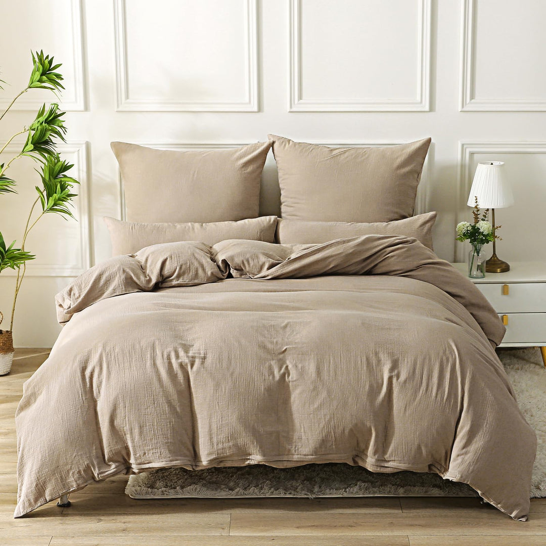 Musselin Bettwäsche 220x240 Baumwolle OEKO-TEX Kaffeebeige