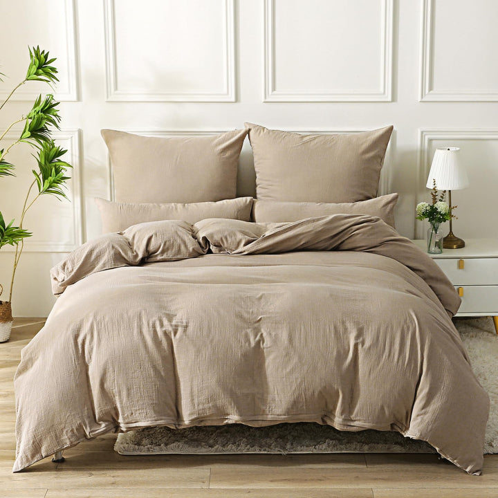 Musselin Bettwäsche 220x240 Baumwolle OEKO-TEX Kaffeebeige