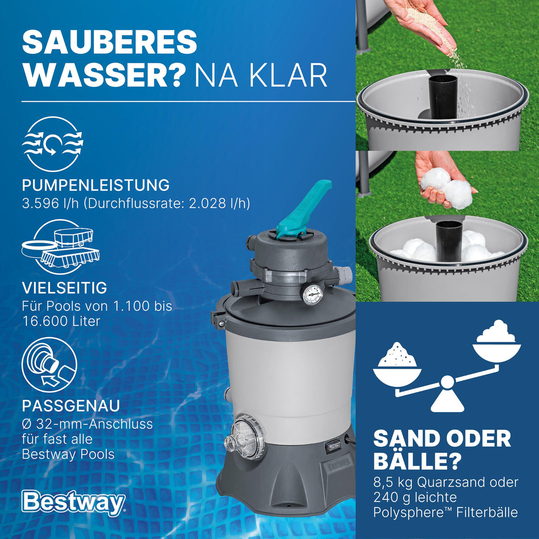 Sandfilteranlage 3.028 l/h 85 W fuer Pools bis 16.600 Liter - Bild 4