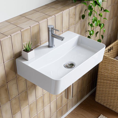 Handwaschbecken Wandmontage Keramik Weiss 46x31 cm Gäste-WC