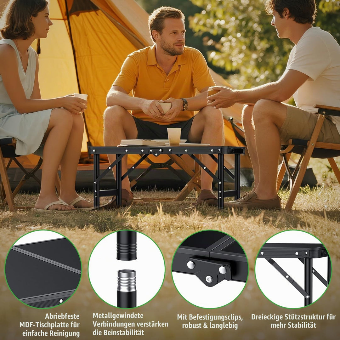Klapptisch Camping 60x40cm höhenverstellbar 27/51/75cm Aluminium - Bild 6