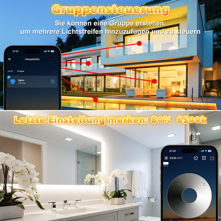 LED Streifen Aussen 20m Warmweiss-Kaltweiß IP67 dimmbar mit Fernbedienung - Bild 5