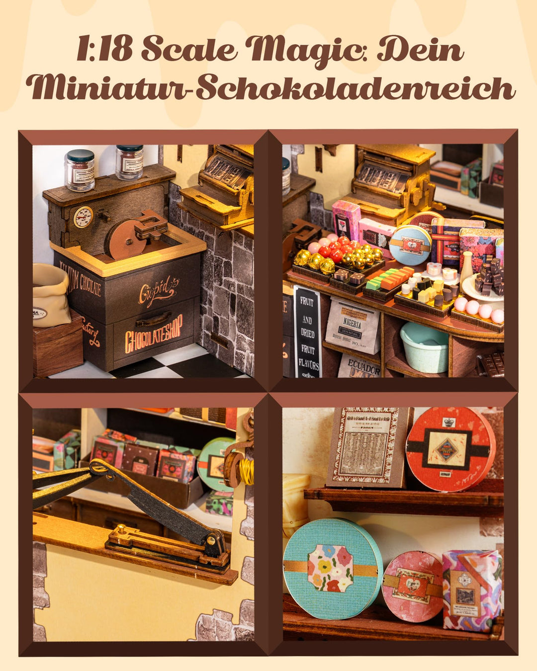 Miniatur Haus Bausatz Schokoladenladen 330 Teile ohne Kleber - Bild 3