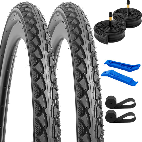 Fahrradreifen 700x38C faltbar mit Schlauch AV 48mm 2er-Set