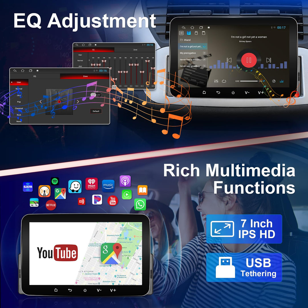 Autoradio 1-DIN Android 7 Zoll Wireless CarPlay &amp; Android Auto 2G+32G - Bild 7