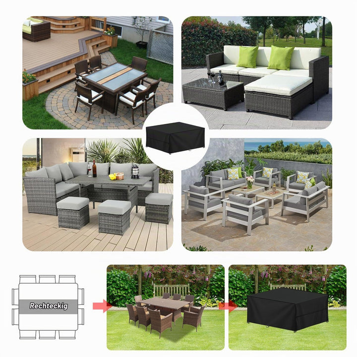 Gartenmöbel Schutzhülle 250x200x80cm 420D Oxford wasserdicht Winterschutz - Bild 7