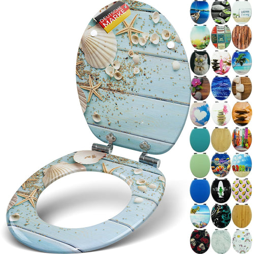 WC Sitz mit Absenkautomatik Holzkern Caribbean Blue 43,5x37,5 cm
