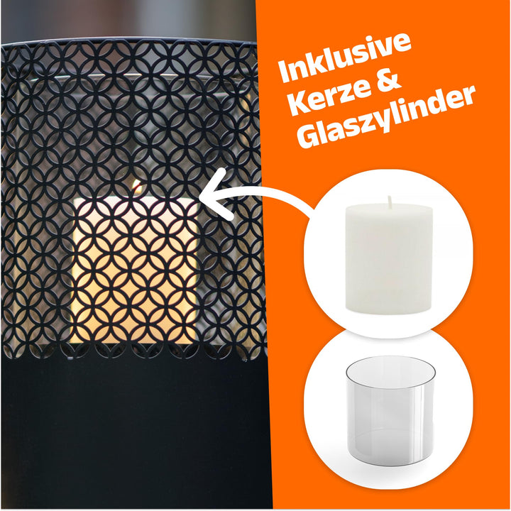 Windlichtsäule Anthrazit 2er Set Industrial Design 95cm + 75cm - Bild 5