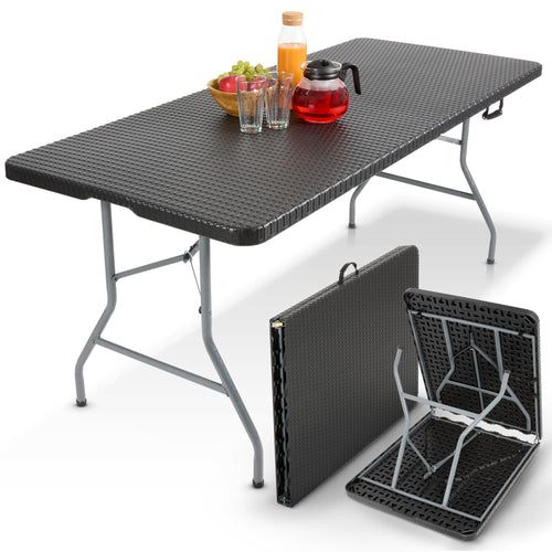 Klapptisch Rattan-Optik wetterfest 182x74 cm für Garten & Party