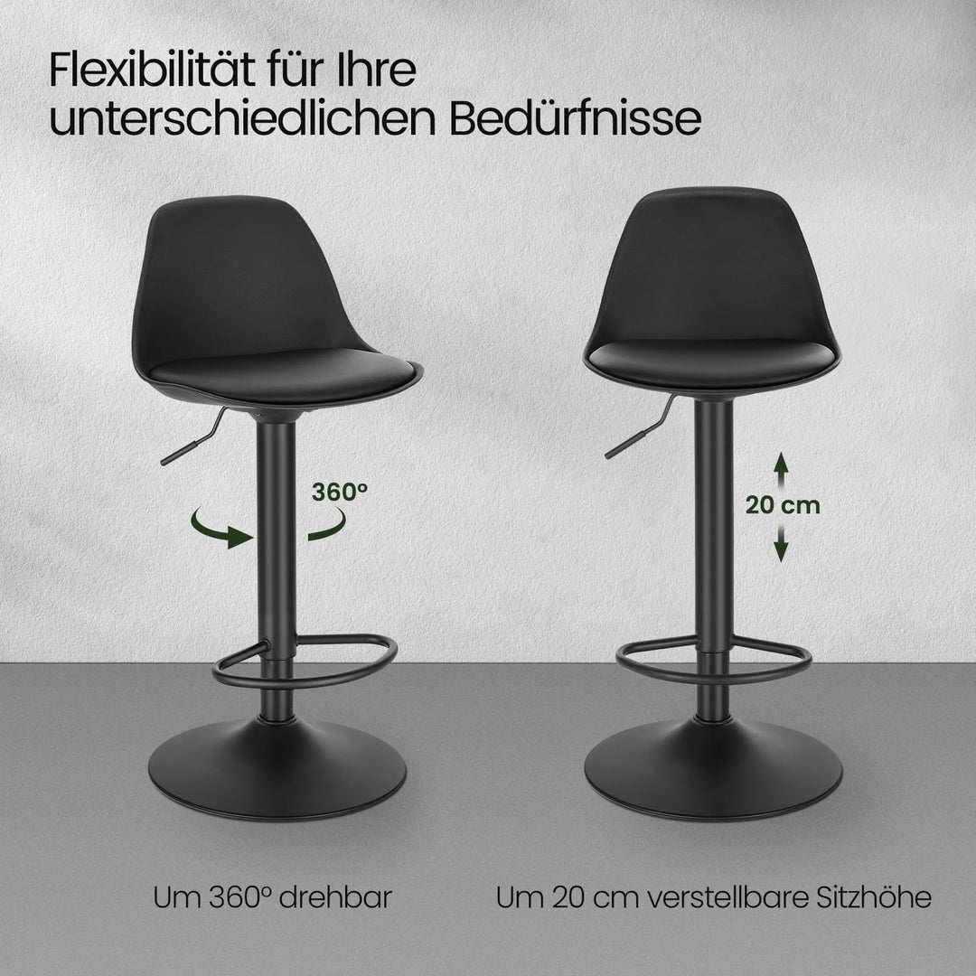 Barhocker 2er-Set PU-Kunstleder 360° drehbar höhenverstellbar mit Rückenlehne - Bild 3