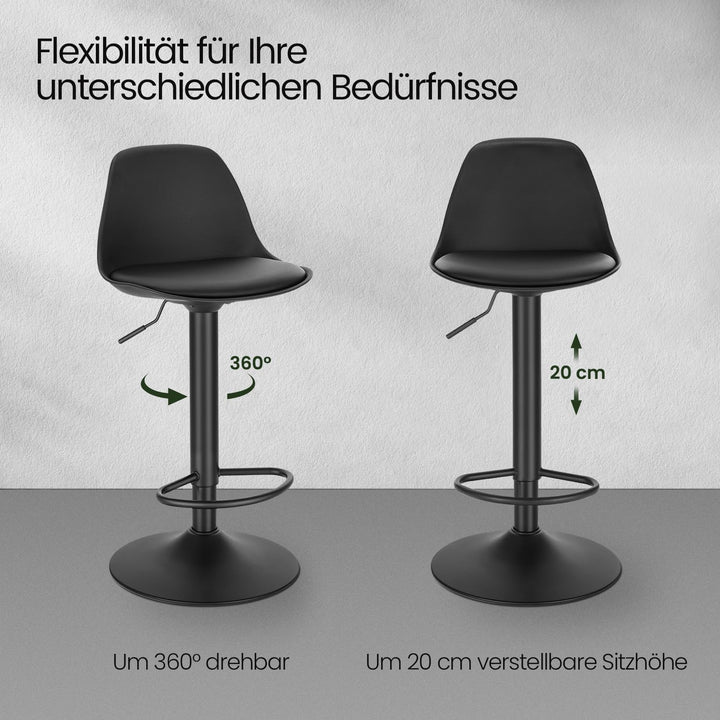 Barhocker 2er-Set PU-Kunstleder 360° drehbar höhenverstellbar mit Rückenlehne - Bild 3