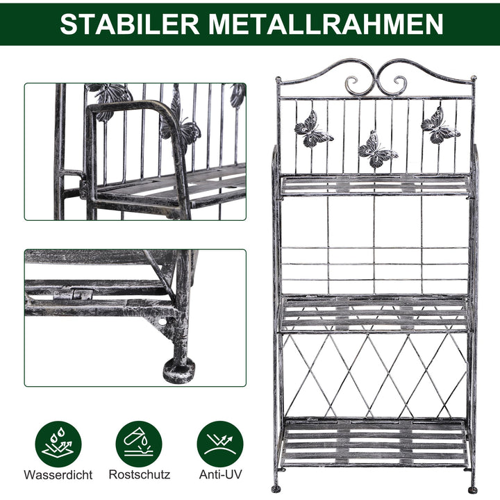 Pflanzregal 3 Etagen klappbar Metall für Balkon &amp; Garten 44x96cm - Bild 5
