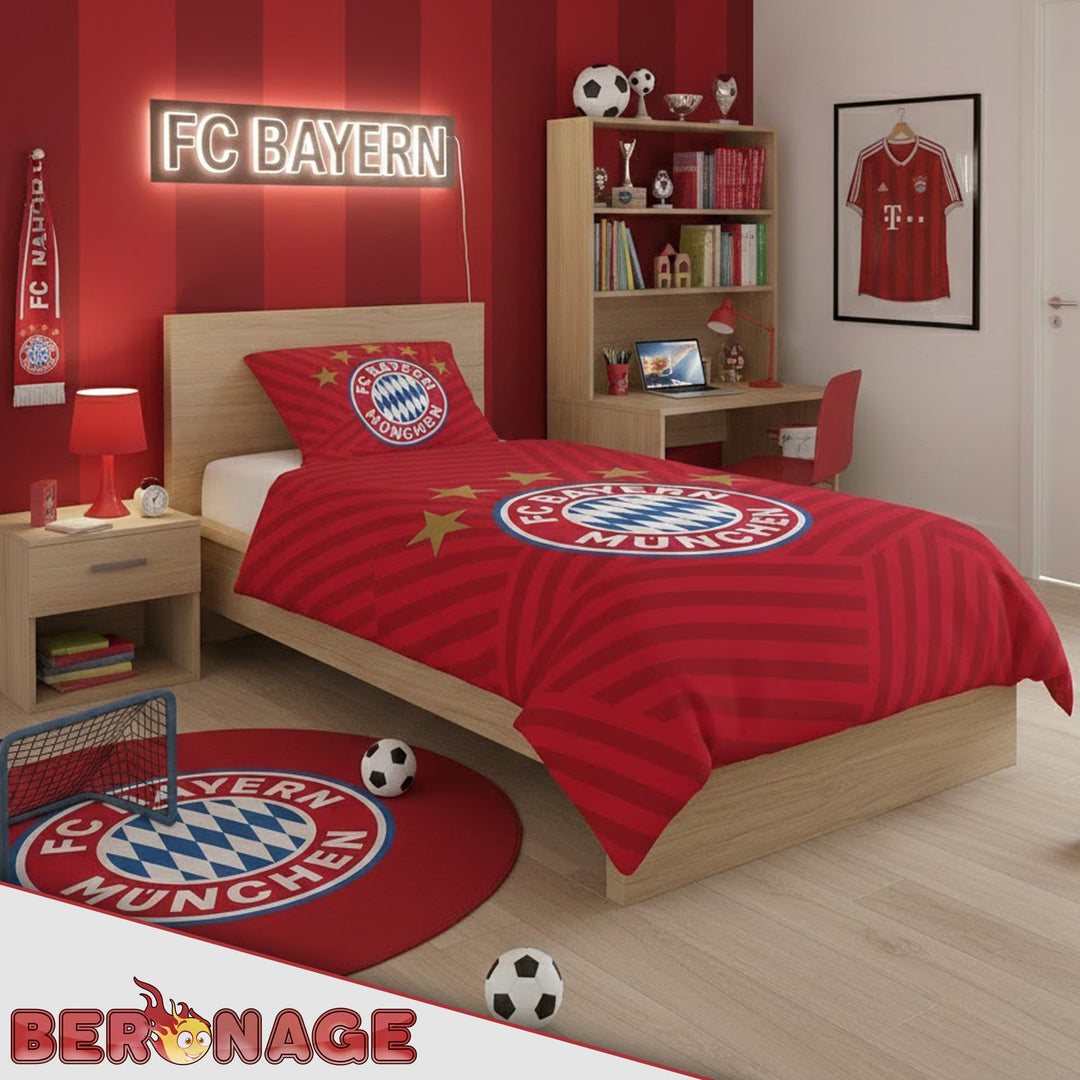 FC Bayern Bettwäsche 135x200 cm Baumwolle Renforcé Rot Fussball - Bild 5