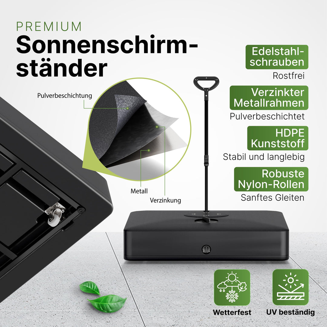 Sonnenschirmständer rollbar befüllbar 162 kg für Ampelschirme 84x84cm - Bild 3