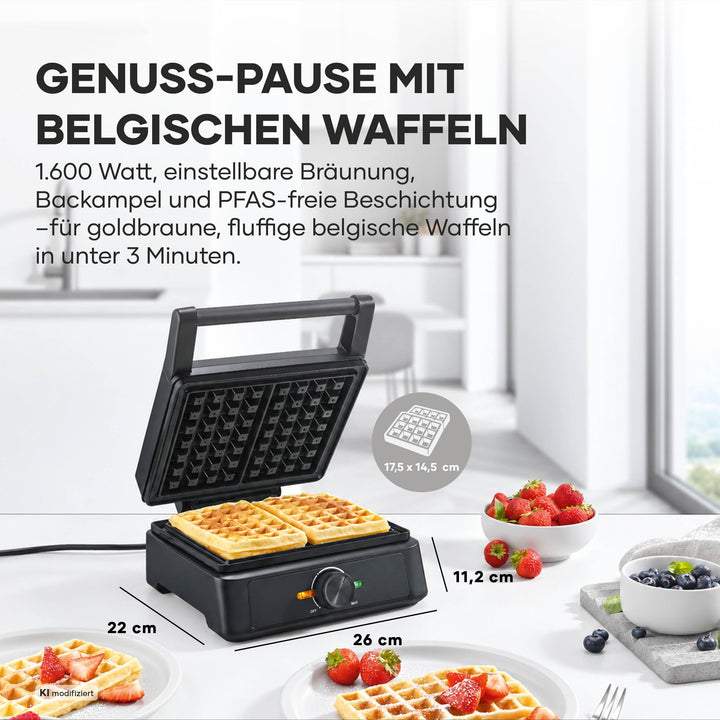 Waffeleisen belgische Waffeln Keramik PFAS-frei 1600 Watt - Bild 2