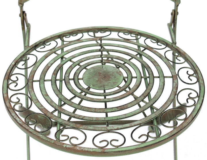 Gartenstuhl Eisen Vintage Patina Grün Antik für Garten &amp; Balkon - Bild 2