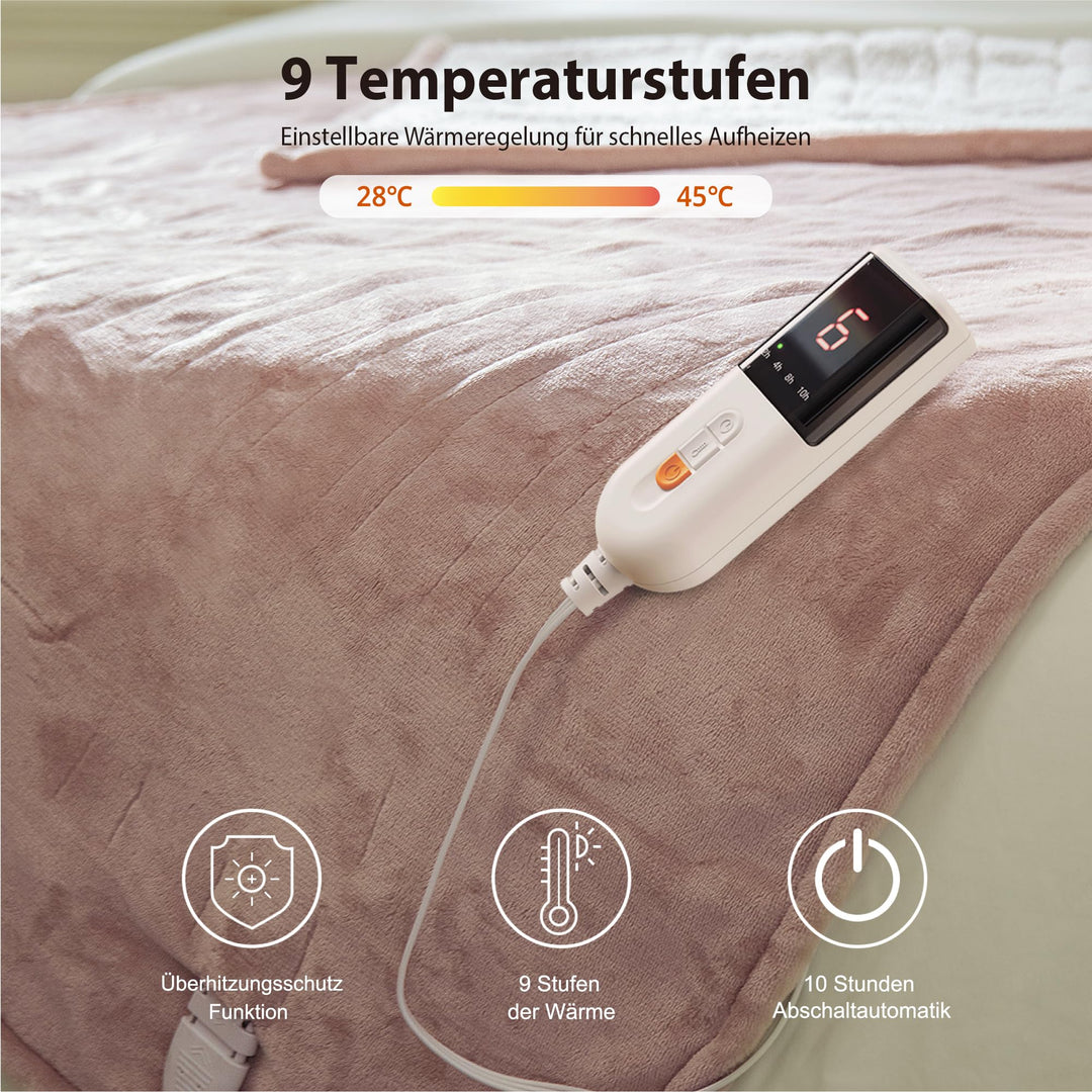 Heizdecke Plüsch-Sherpa 130x180cm 9 Stufen Abschaltautomatik Rosa - Bild 4