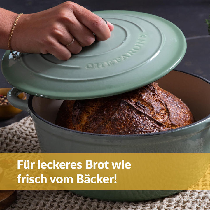 Gusseisen Cocotte emailliert 26 cm 4,7 L backofengeeignet Grün - Bild 2